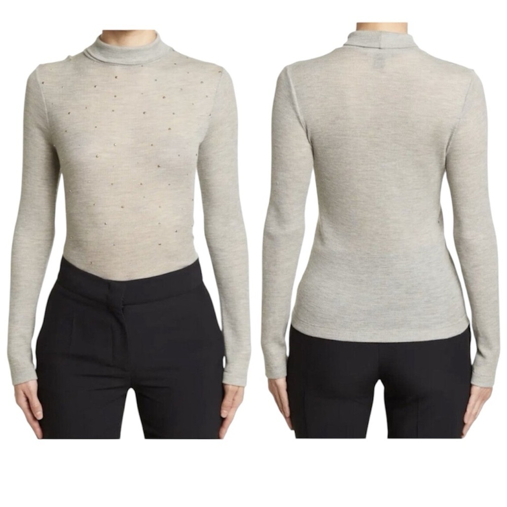 St. John Gray Turtleneck Sweater Relaxed Fit